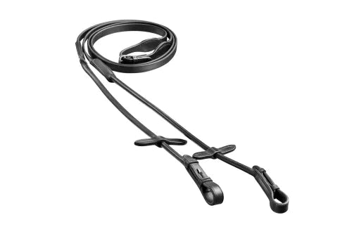 Finesse Bridles Tøjler, rundsyet m. gummi - sort/sølv - animondo.dk