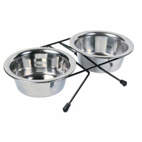 Trixie Stander med 2 stålskåle 0,45L - animondo.dk