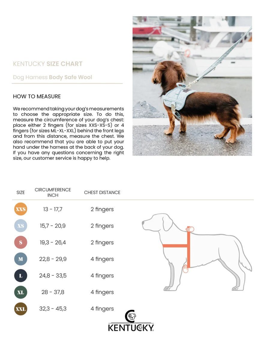 Kentucky Dog - Sele - Harness Body Safe Wool - Lyseblå - animondo.dk - 42638 - 61 - L