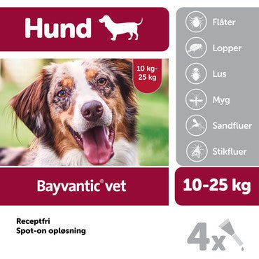 Bayvantic Vet. hund 10-25kg - 4x2,5ml - animondo.dk