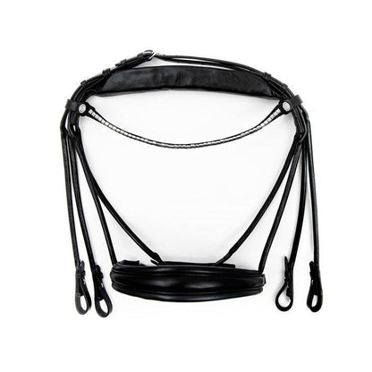 Finesse Bridles Cassidy Kandar, rundsyet m. bredt næsebånd - sort/sort/sølv - animondo.dk