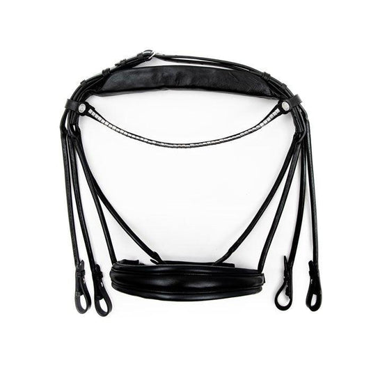 Finesse Bridles Cassidy Kandar, rundsyet m. bredt næsebånd - sort/sort/sølv - animondo.dk