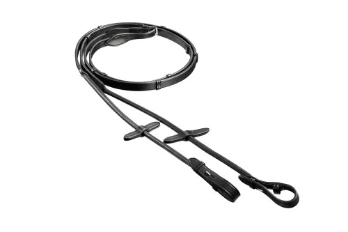 Finesse Bridles Tøjler, rundsyet m. stop - sort/sølv - animondo.dk