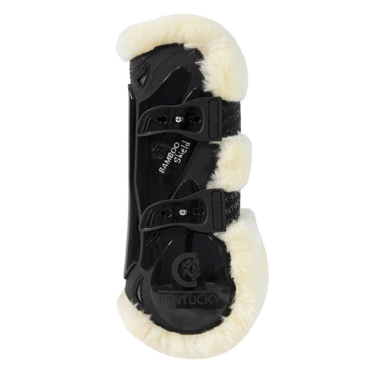 Kentucky Horsewear Bamboo Elastic Vegan Sheepskin Gamacher, Forben - Sort - animondo.dk