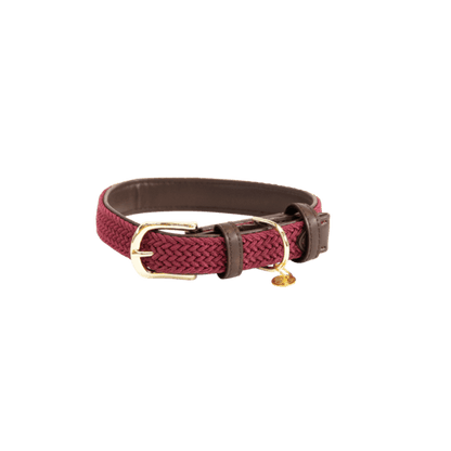 Kentucky Plaited Nylon Dog Collar - Bordeaux - animondo.dk