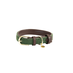 Kentucky Plaited Nylon Dog Collar - Olivengrøn - animondo.dk