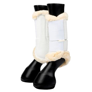 LeMieux Fleece Edged Mesh Gamacher - Hvid/Neutral - animondo.dk