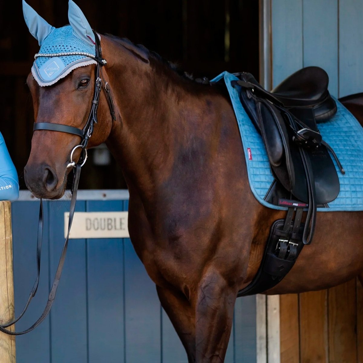 LeMieux Suede Dressage Square Sadelunderlag - Ice Blue - animondo.dk