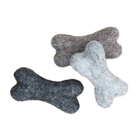 Wooldot Toy Dog Bones - Charcoal Grey - animondo.dk